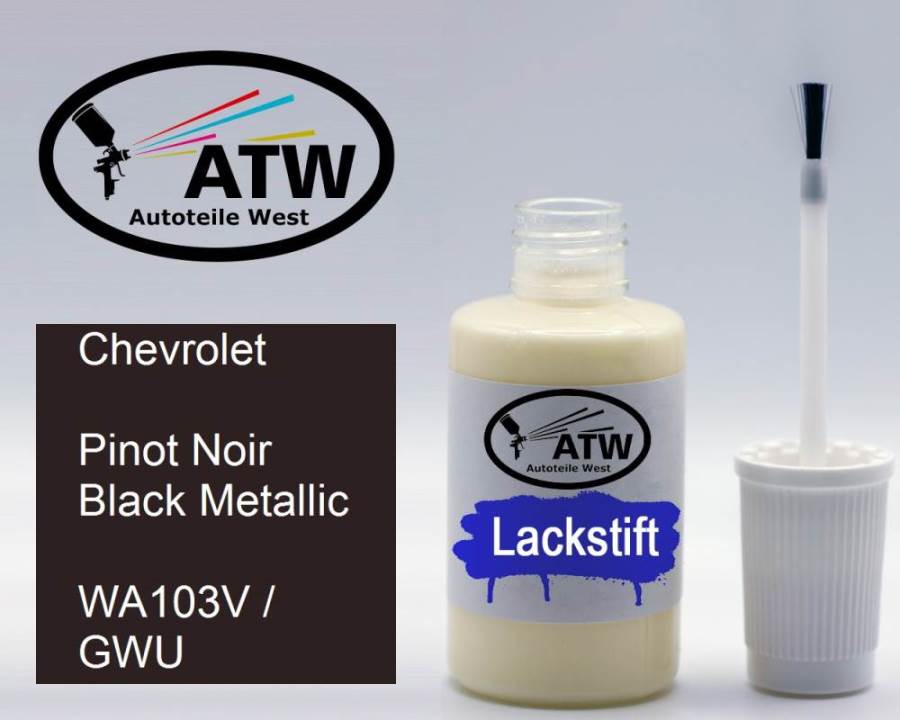 Chevrolet, Pinot Noir Black Metallic, WA103V / GWU: 20ml Lackstift, von ATW Autoteile West.